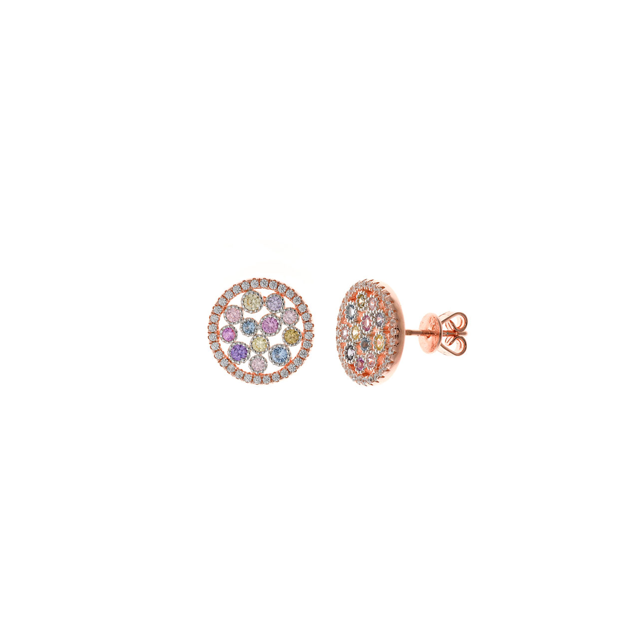 PENDIENTES PLATA CHAPADO ROSA CIRCULO CIRCONITAS SALVATORE