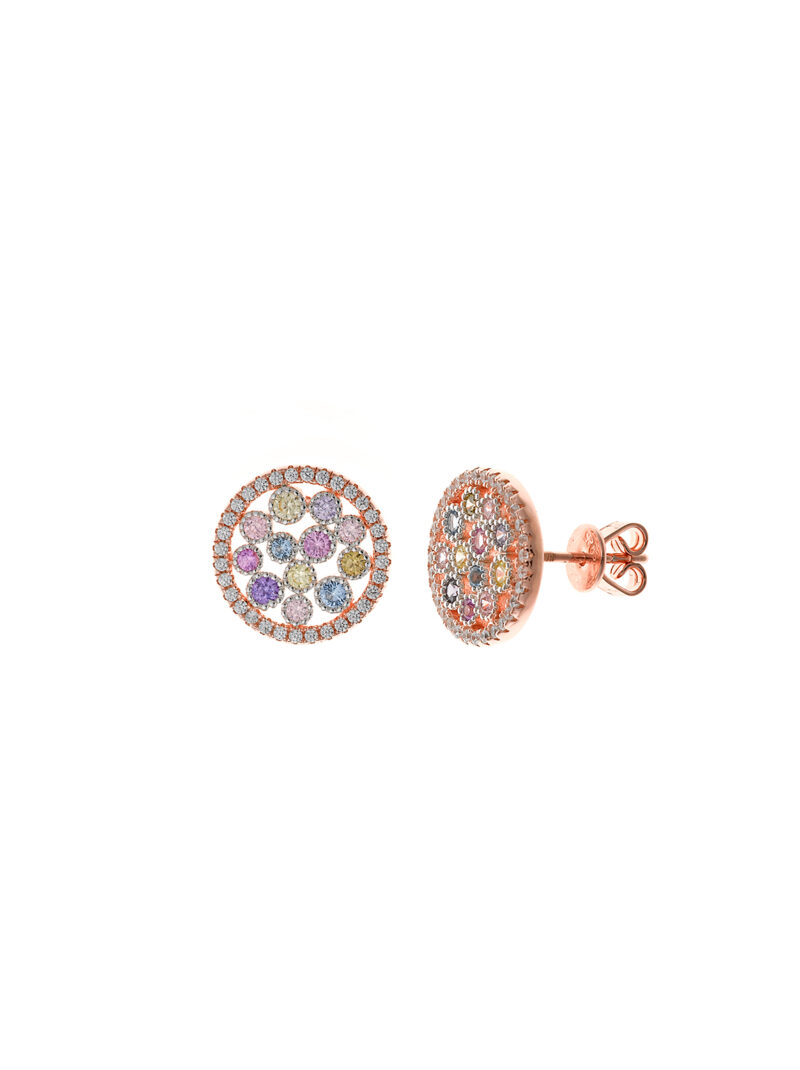PENDIENTES PLATA CHAPADO ROSA CIRCULO CIRCONITAS SALVATORE
