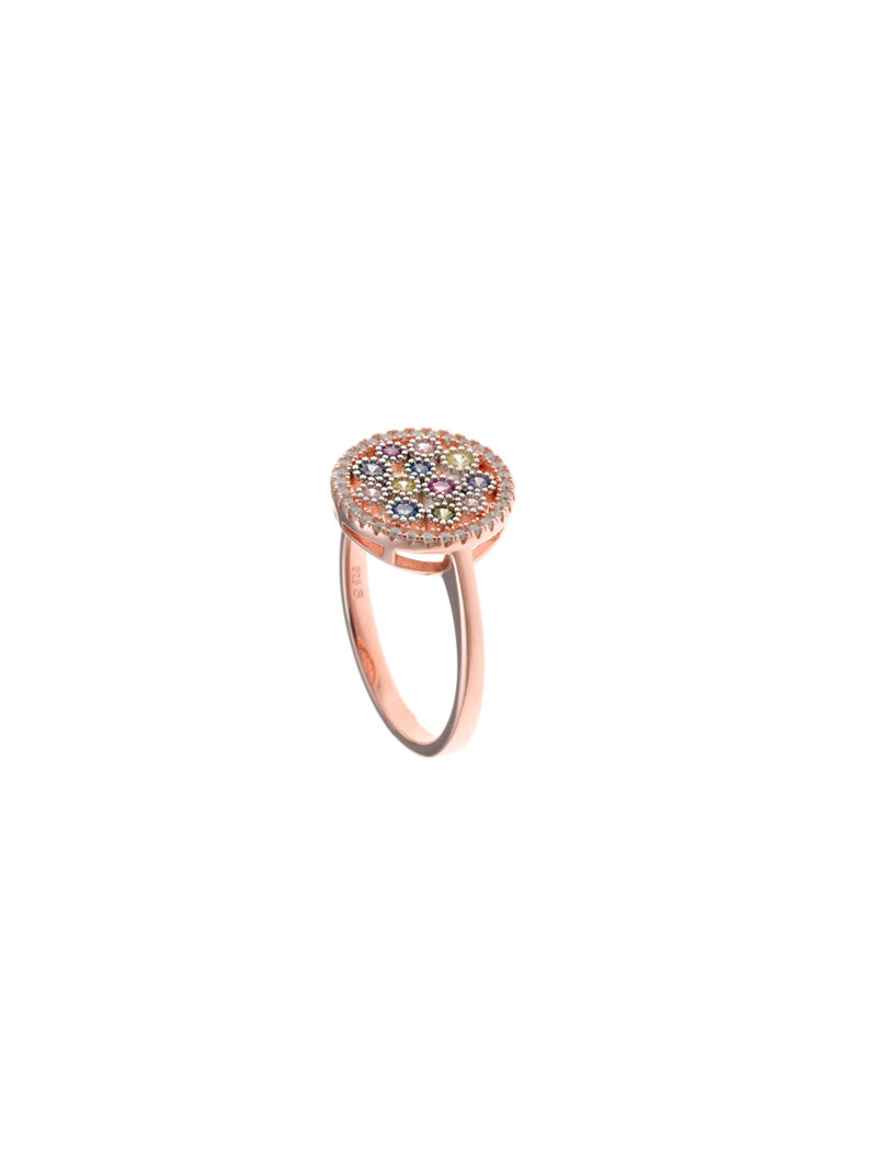 SORTIJA PLATA CHAPADO ROSA CIRCULO  CIRCONITAS  SALVATORE
