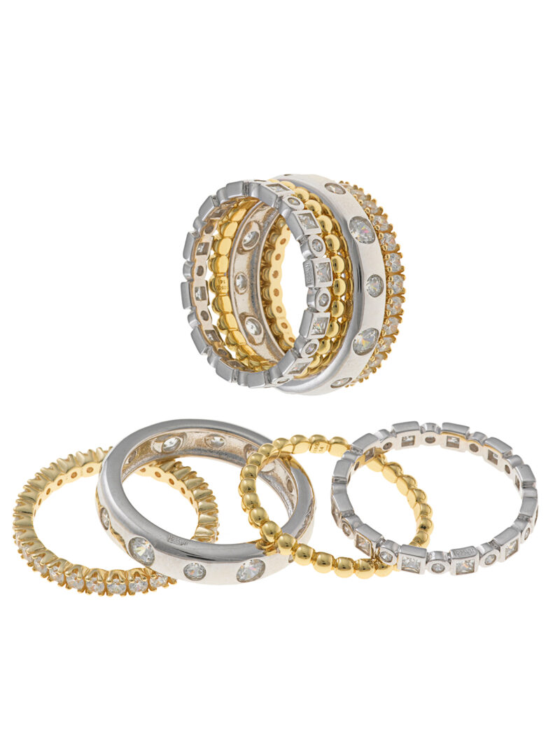 SORTIJAS  PLATA RODIO Y CHAPADO DORADO  CIRCONITAS BLANCAS