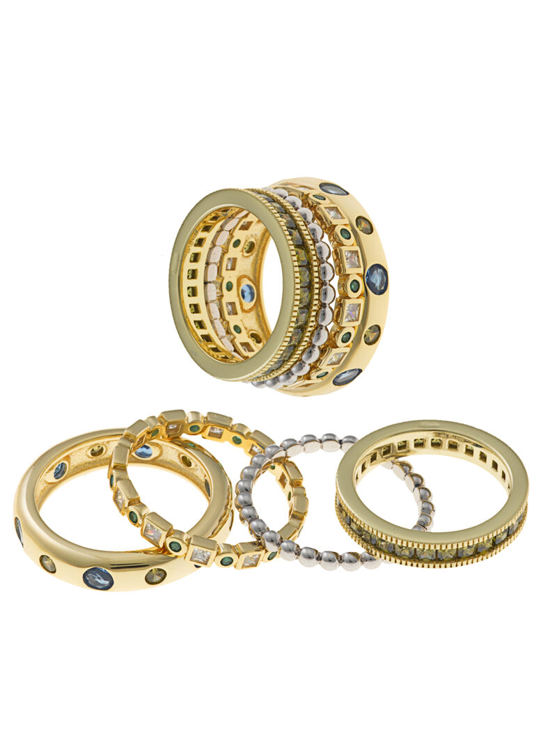 SORTIJAS  PLATA RODIO Y CHAPADO DORADO  CIRCONITAS BLANCAS SALVATORE