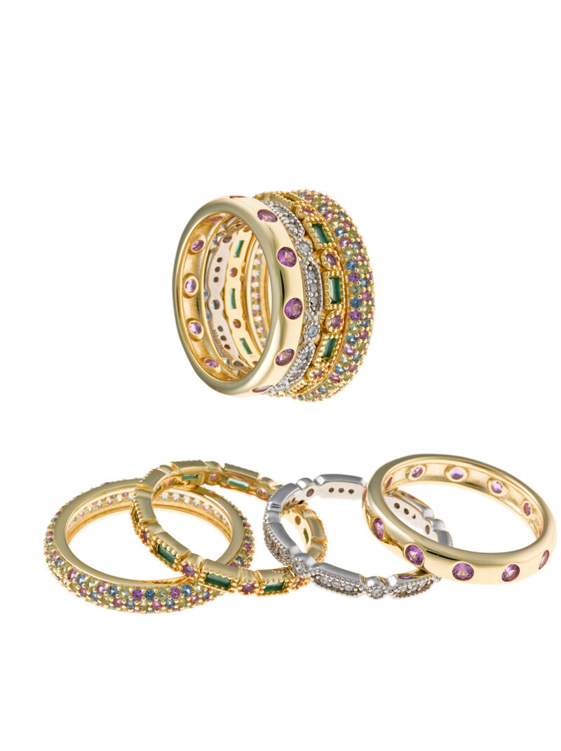 SORTIJAS  PLATA RODIO Y CHAPADO DORADO  CIRCONITAS BLANCAS SALVATORE