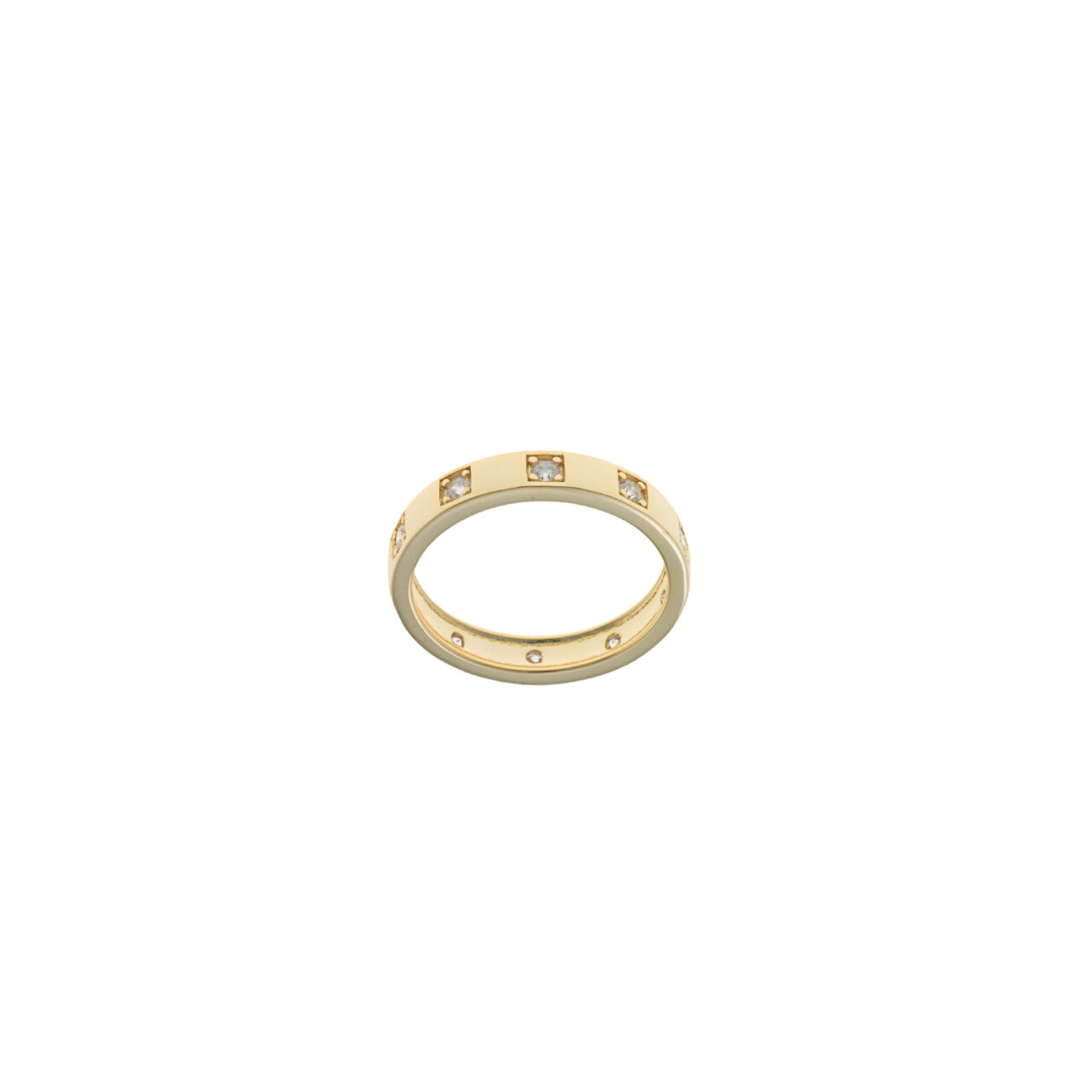 SORTIJA PLATA CHAPADO DORADO CIRCONITAS BLANCAS SALVATORE