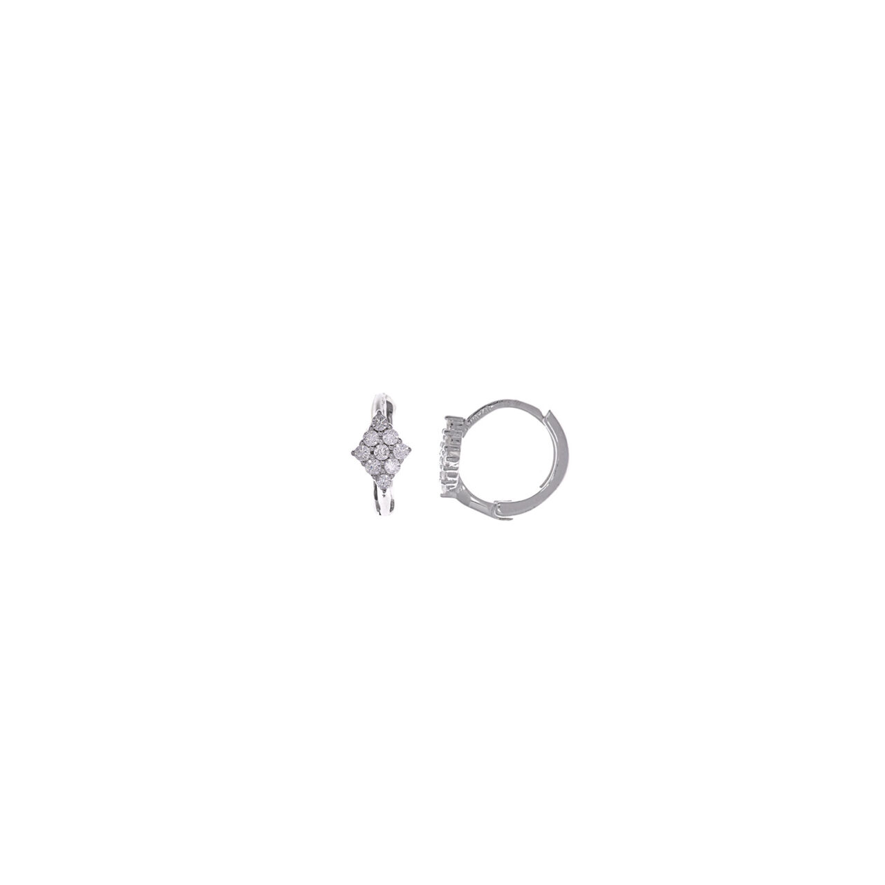 PENDIENTES  PLATA RODIO ROMBO CIRCONITAS BLANCAS SALVATORE
