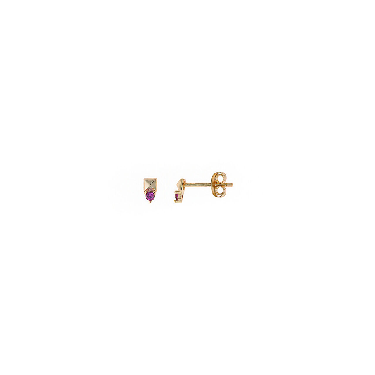 PENDIENTES PLATA CHAPADO DORADO TACHUELA PIRAMIDE 3 COLORES SALVATORE