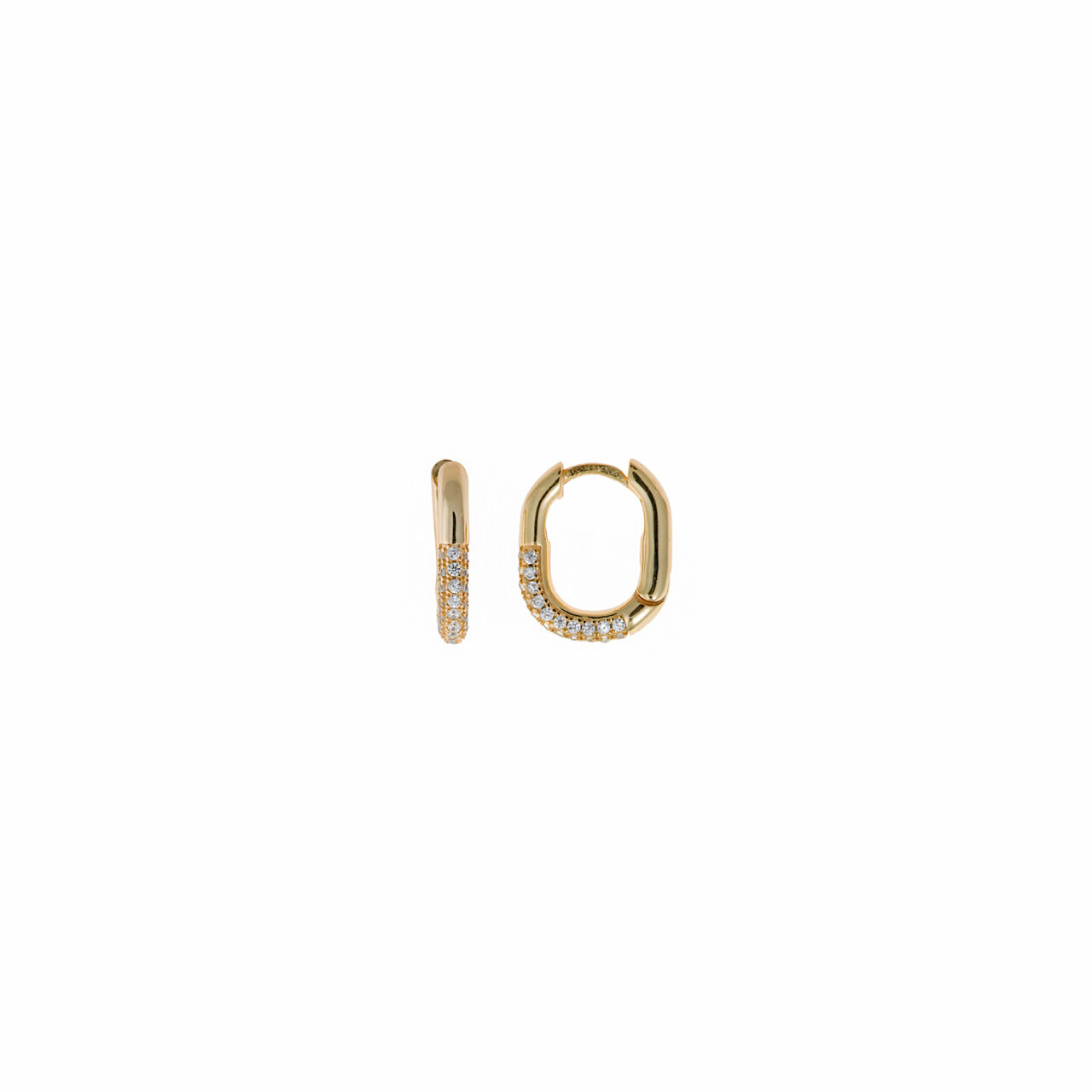PENDIENTES PLATA CHAPADO DORADO AROS OVALADOS CIRCONITAS SALVATORE