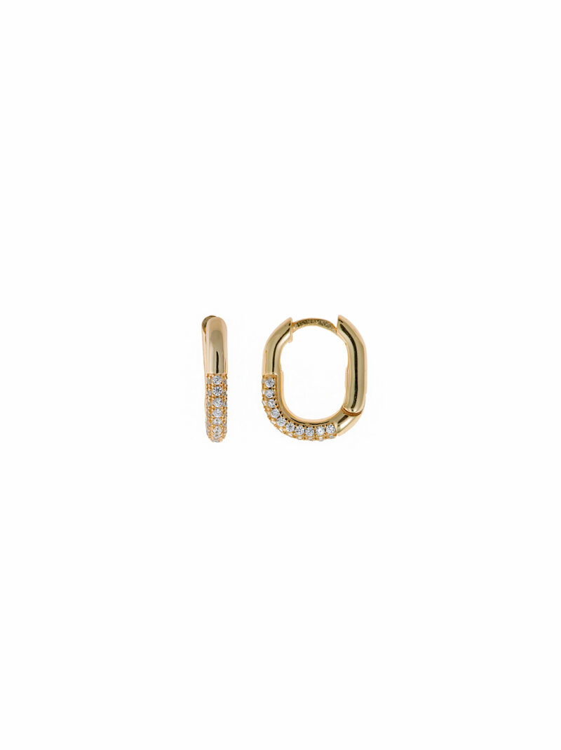 PENDIENTES PLATA CHAPADO DORADO AROS OVALADOS CIRCONITAS SALVATORE