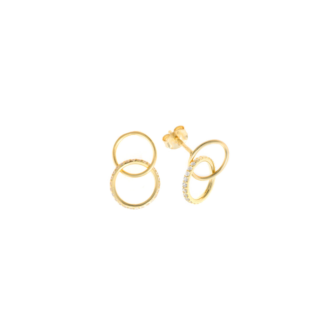 PENDIENTES PLATA CHAPADO DORADO 2 AROS CIRCONITAS SALVATORE