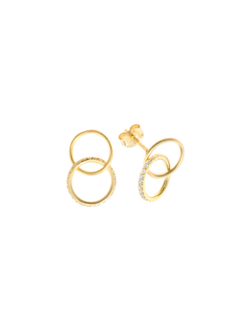 PENDIENTES PLATA CHAPADO DORADO 2 AROS CIRCONITAS SALVATORE