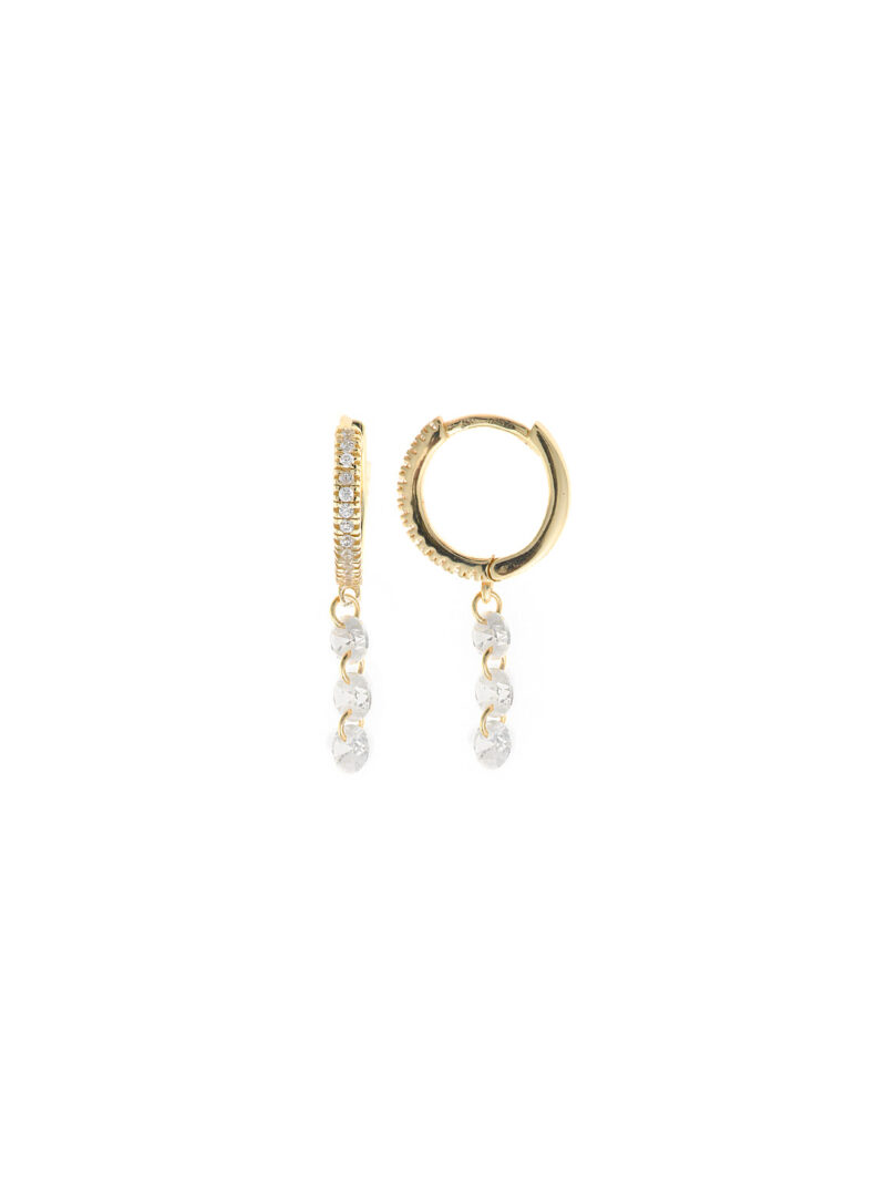 PENDIENTES PLATA CHAPADO DORADO ARO TRES CIRCONITAS SALVATORE