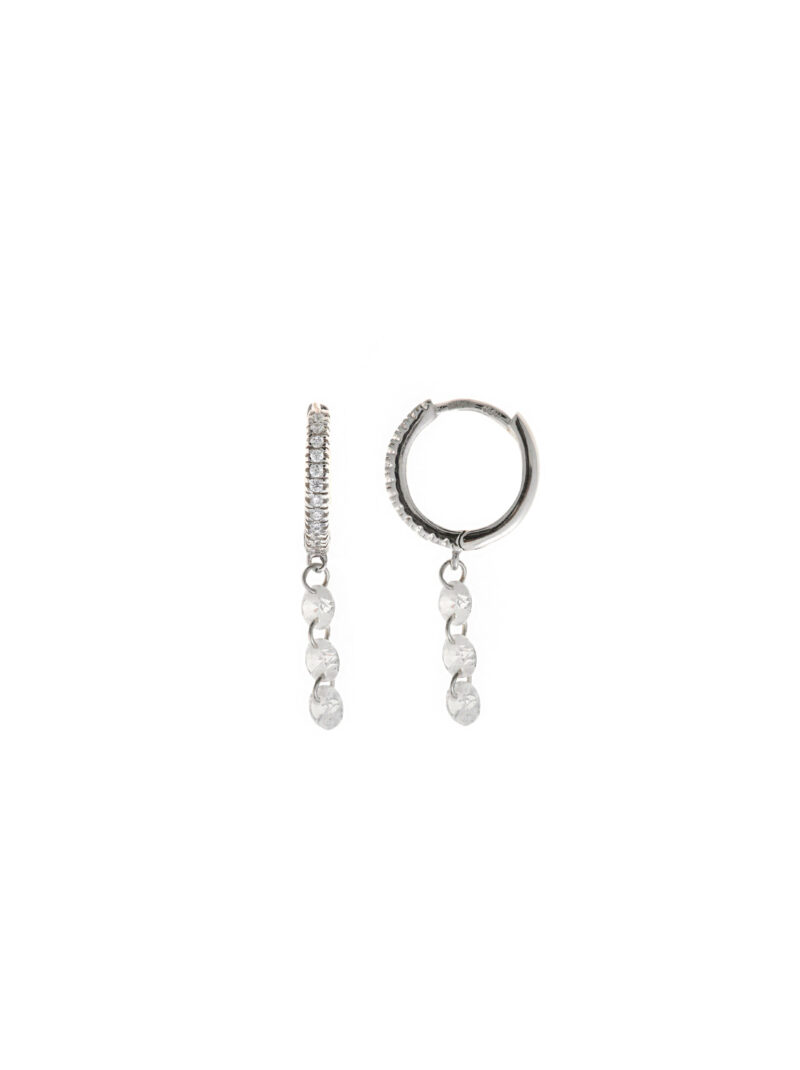 PENDIENTES  PLATA RODIO AROS TRES CIRCONITAS BLANCAS SALVATORE