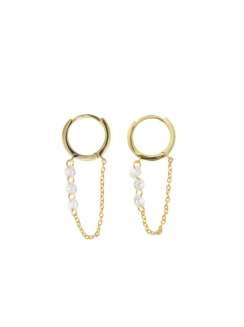 PENDIENTES PLATA CHAPADO DORADO O PLATA  AROS TRES CIRCONITAS SALVATORE