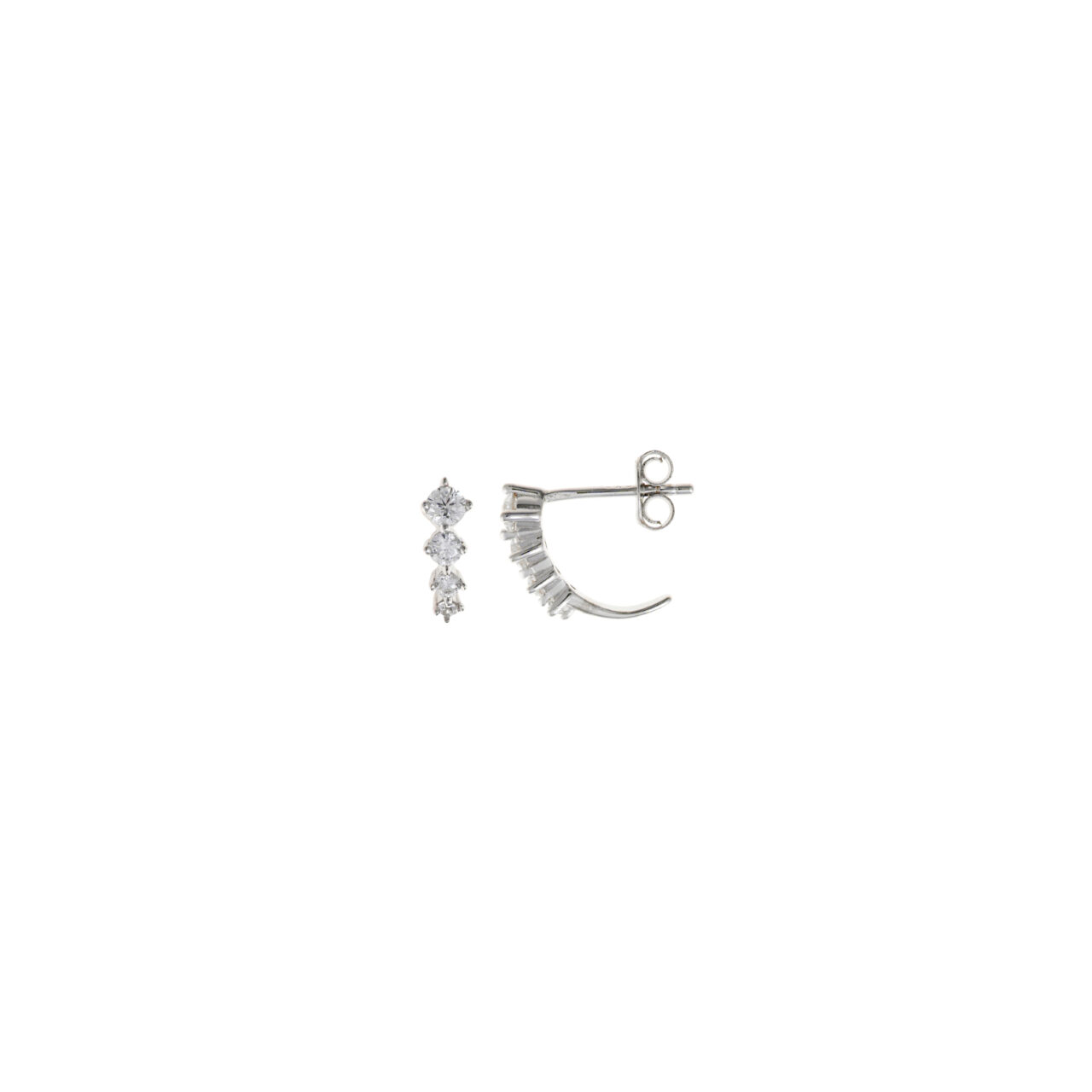 PENDIENTES  PLATA RODIO CIRCONITAS BLANCAS