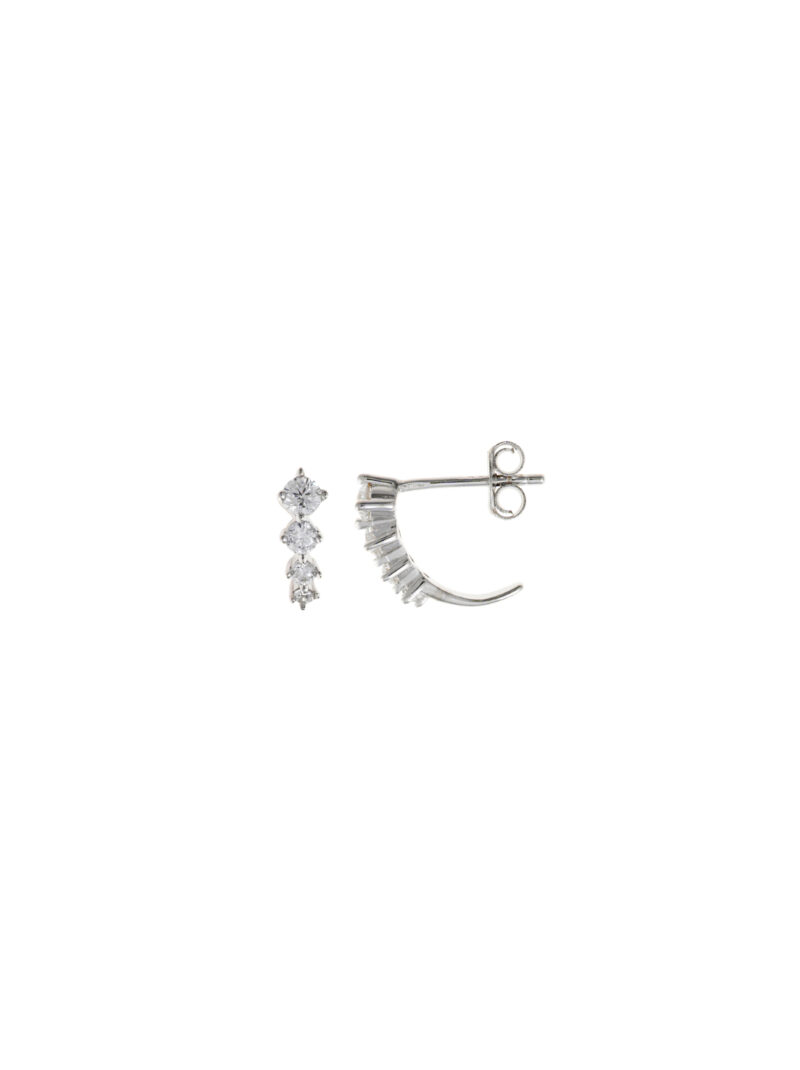 PENDIENTES  PLATA RODIO CIRCONITAS BLANCAS