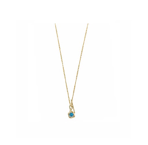 COLLAR PLATA CHAPADO DORADO CUADRADO CIRCONITA AZUL SALVATORE