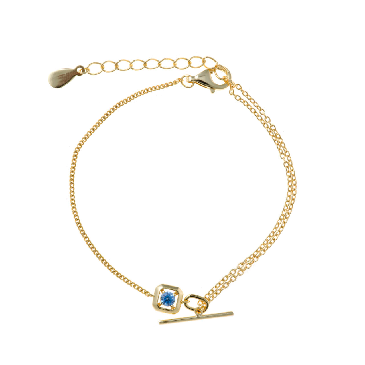 PULSERA PLATA CHAPADO DORADO CUADRADO CIRCONITA AZUL SALVATORE
