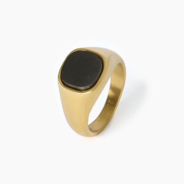 Anillo de acero 316L PVD dorado BDC 2Jewels