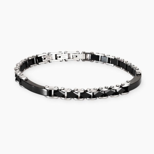 Pulsera de acero 316L PVD negro cerámica 2Jewels