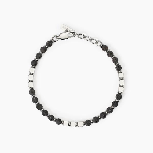 Pulsera de acero 316L piedra de lava 2Jewels