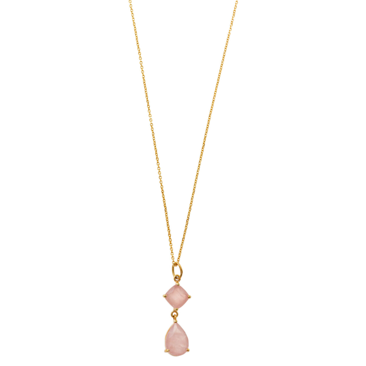 COLLAR PLATA CHAPADO DORADO CUARZO ROSA SALVATORE