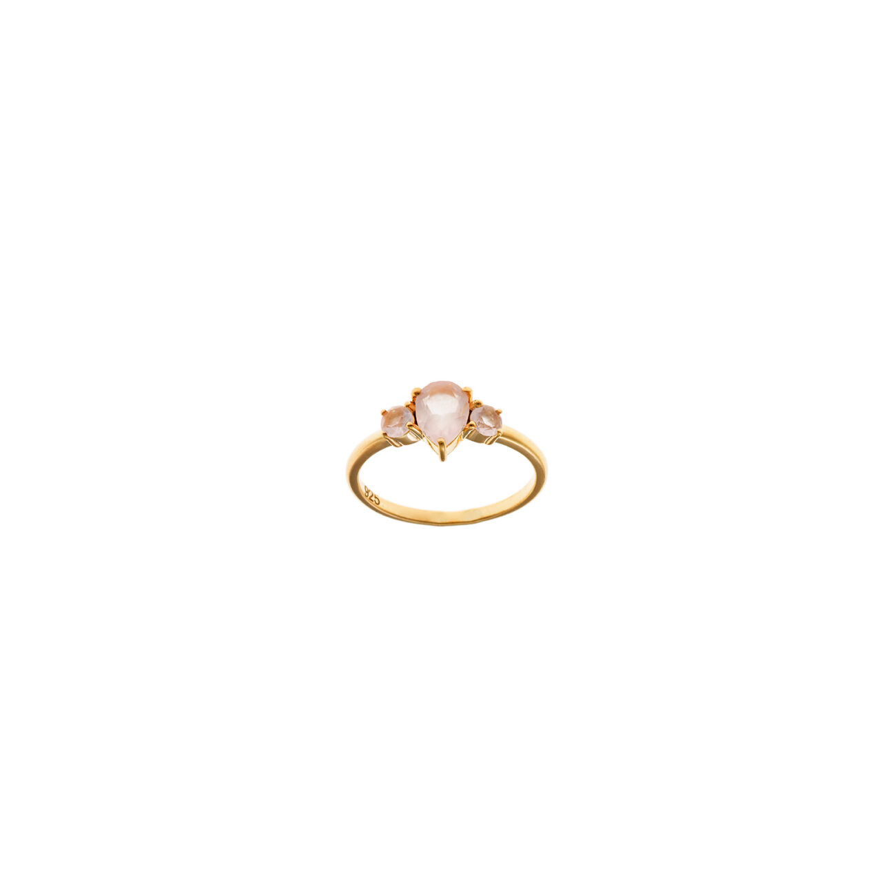SORTIJA PLATA CHAPADO DORADO CUARZO ROSA PERA SALVATORE