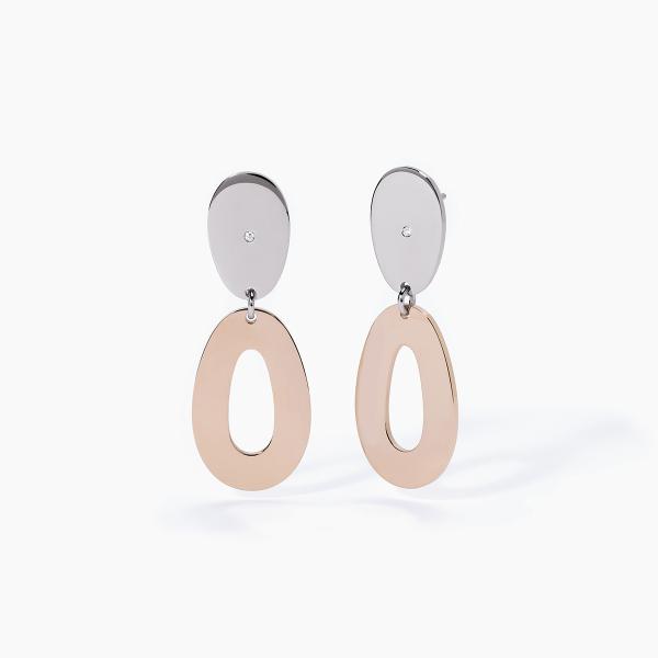 Pendientes de acero 316L PVD rosado cristales 2Jewels