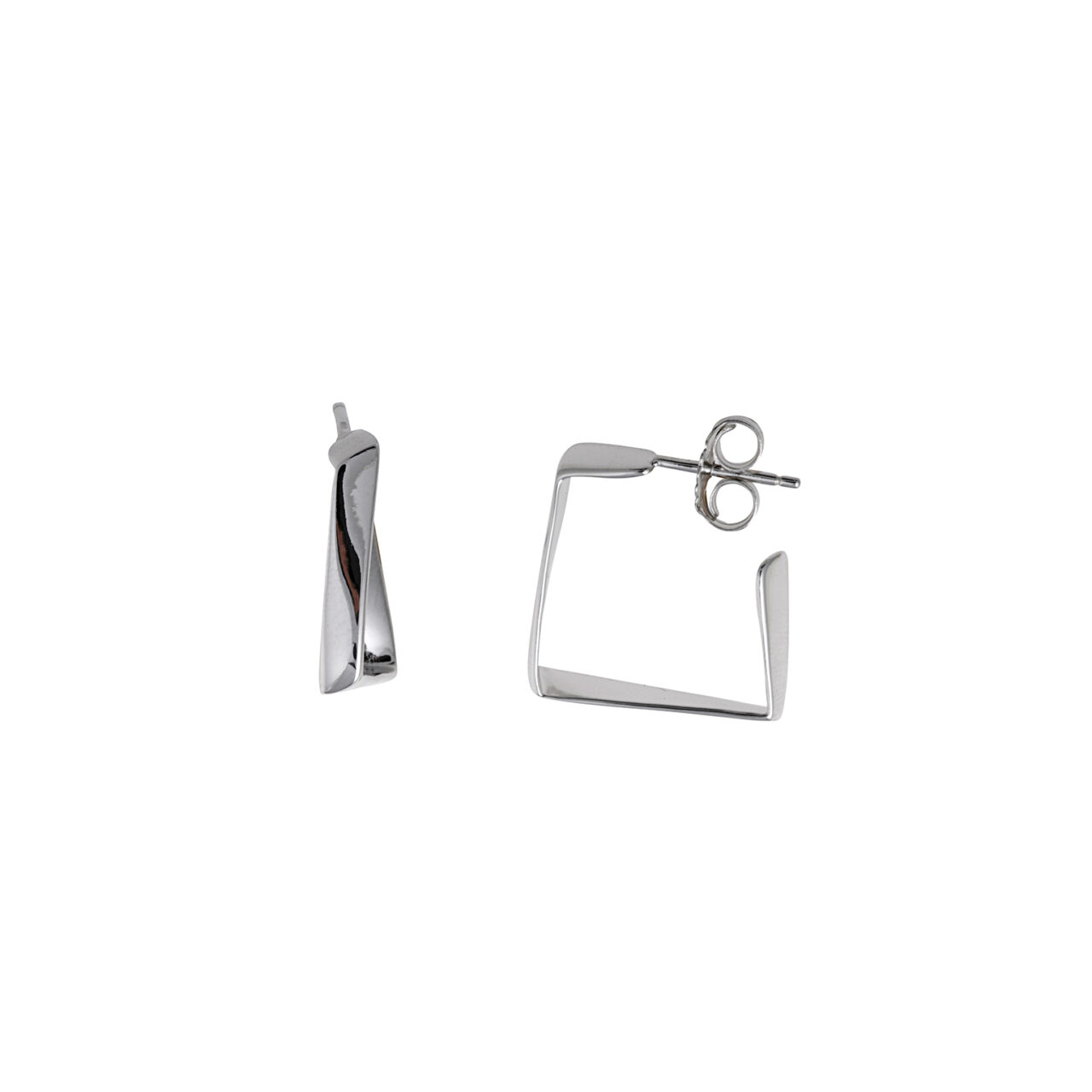 PENDIENTES PLATA RODIO ARO CUADRADO IRREGULAR LISO SALVATORE