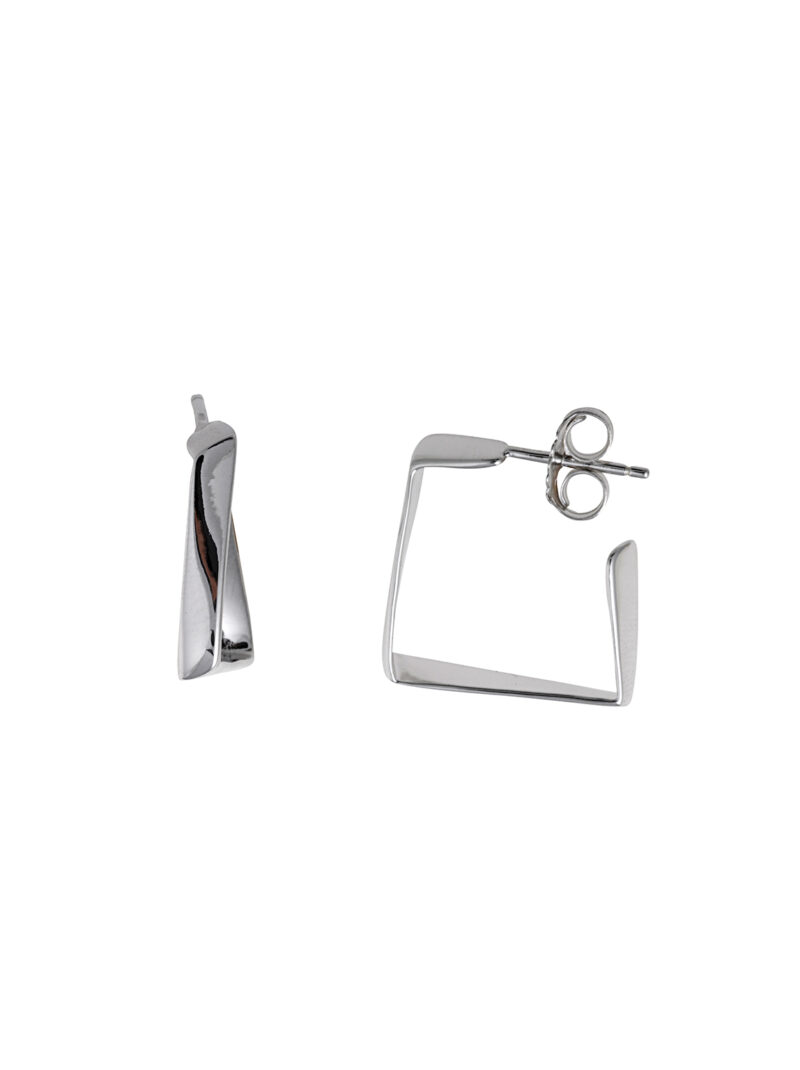 PENDIENTES PLATA RODIO ARO CUADRADO IRREGULAR LISO SALVATORE