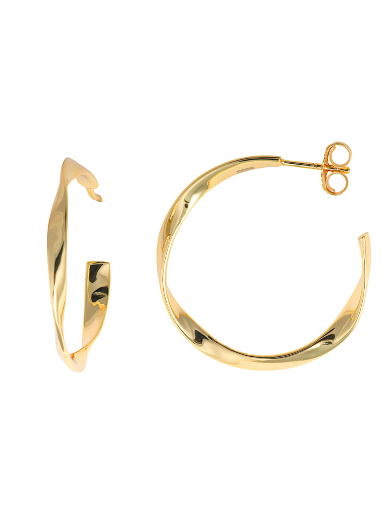 PENDIENTES PLATA CHAPADO DORADO ARO ONDULADO LISO SALVATORE
