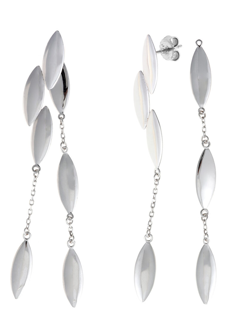 PENDIENTES PLATA RODIO OVALOS LISOS CON CADENA SALVATORE