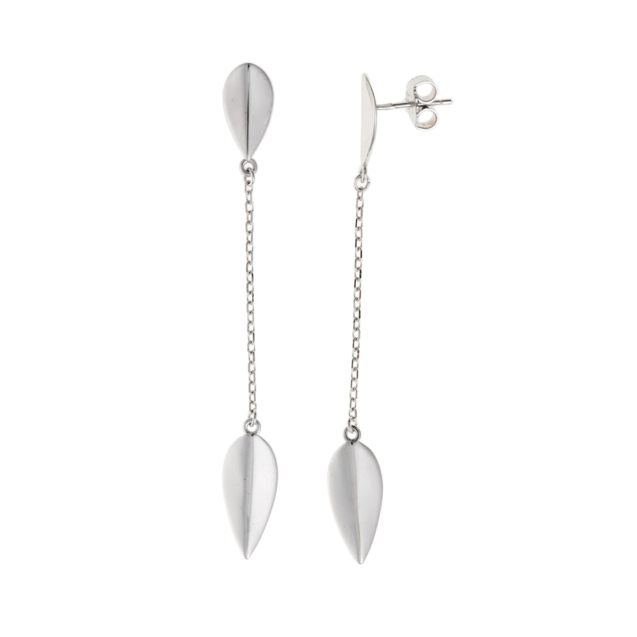 PENDIENTES PLATA RODIO PERAS CON CADENA LISA SALVATORE