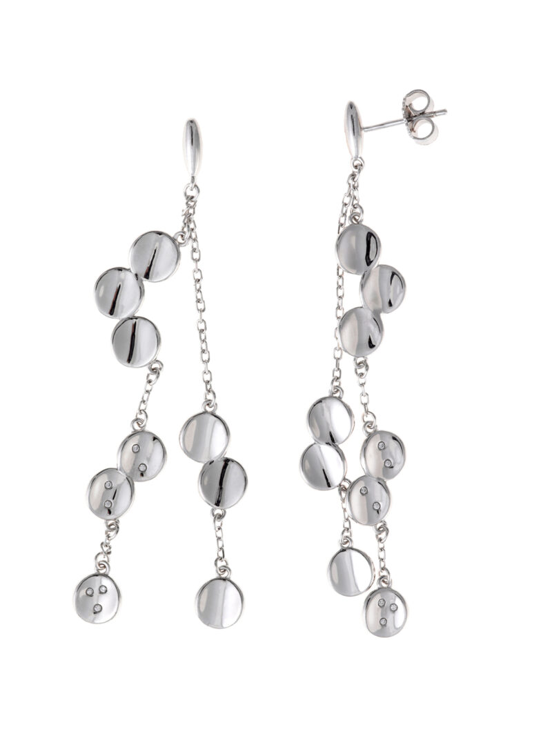 PENDIENTES PLATA RODIO CIRCULOS  LISOS CON CADENA SALVATORE