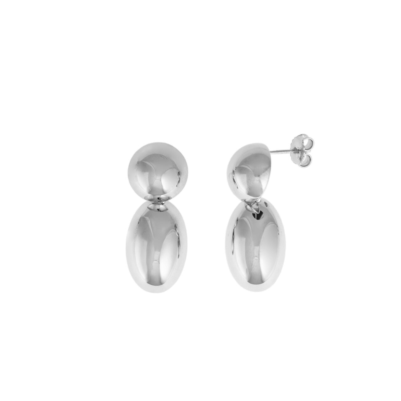 PENDIENTES  PLATA RODIO CIRCULO Y OVALO LISO SALVATORE