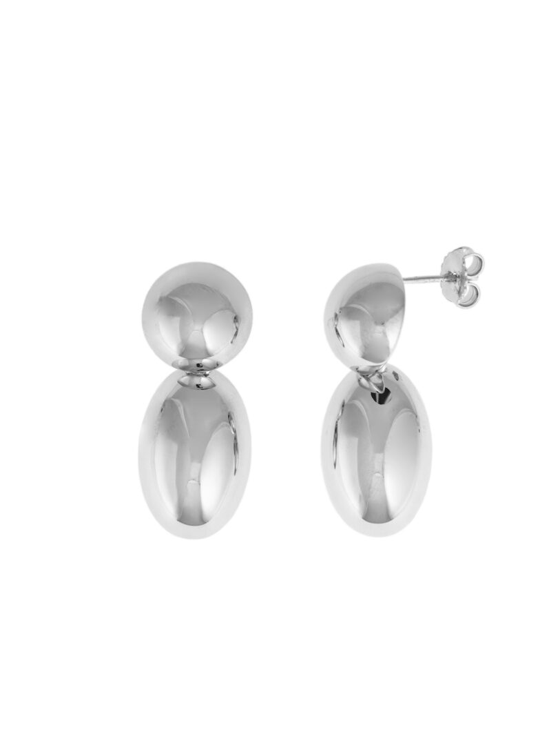 PENDIENTES  PLATA RODIO CIRCULO Y OVALO LISO SALVATORE