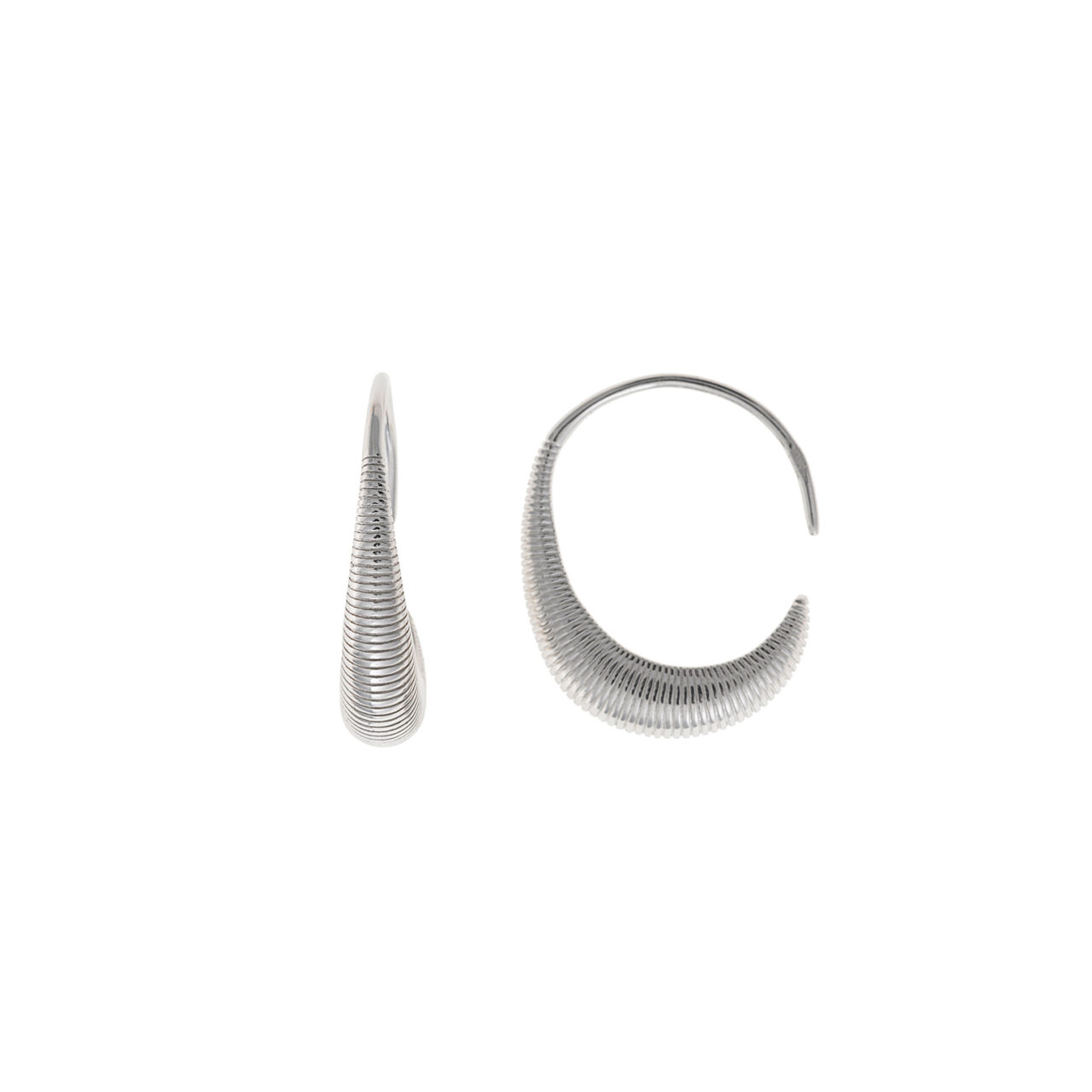 PENDIENTES  PLATA RODIO O CHAPADO AROS ESTRIADO ANCHO SALVATORE - Imagen 4