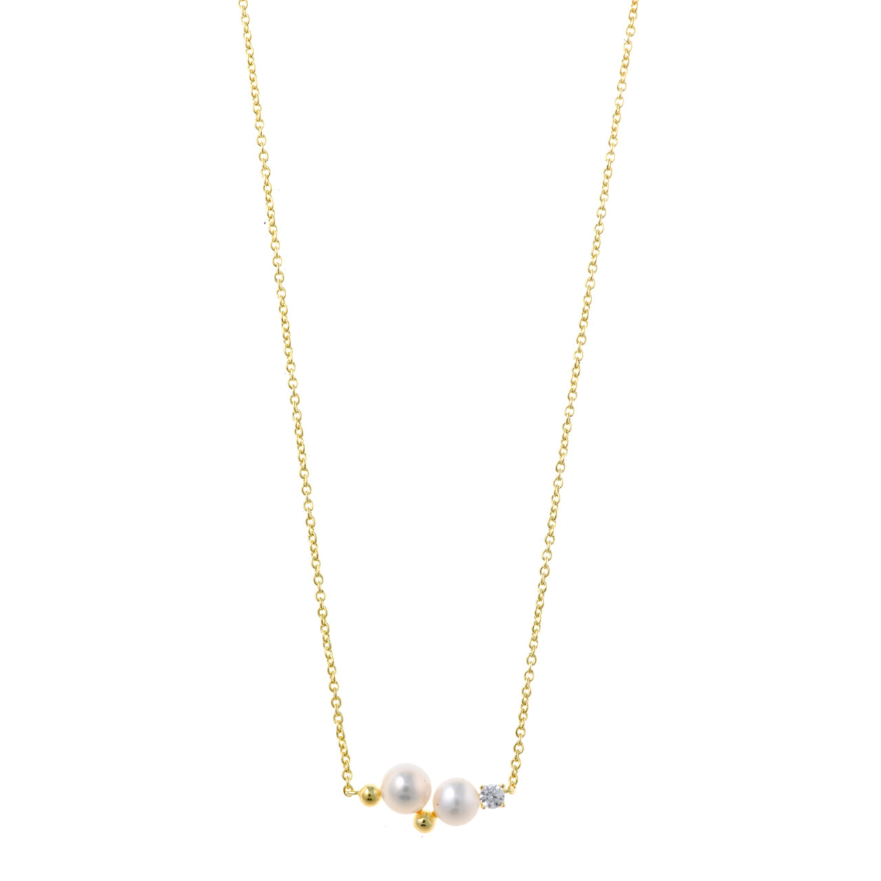 COLLAR PLATA CHAPADO DORADO 2 PERLAS SALVATORE