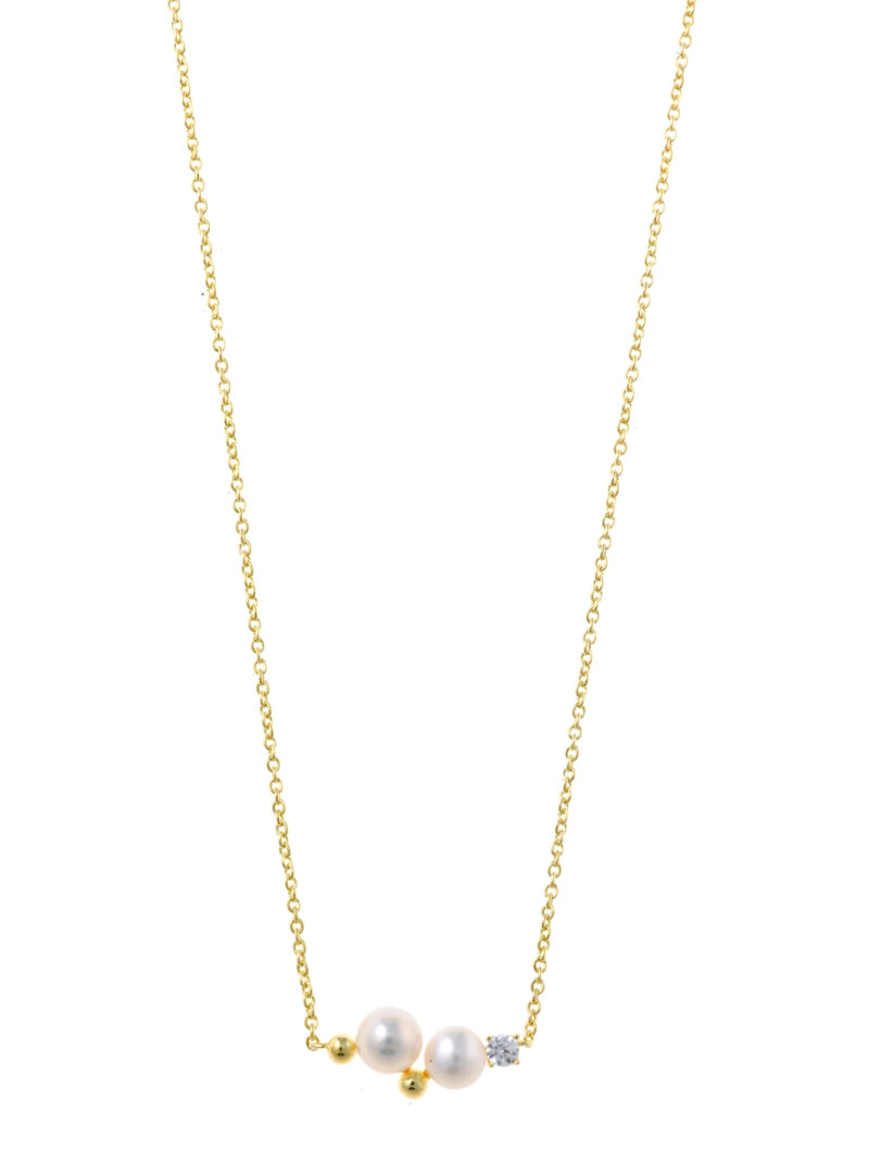 COLLAR PLATA CHAPADO DORADO 2 PERLAS SALVATORE