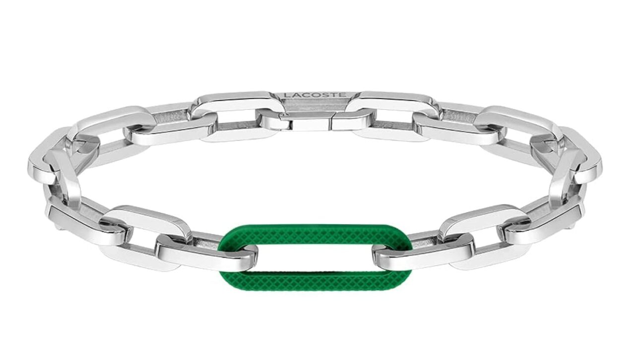 Pulsera Lacoste hombre eslabón cadena central verde