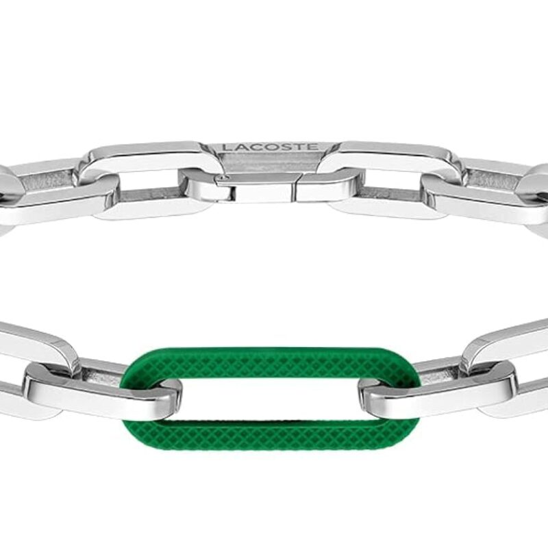 Pulsera Lacoste hombre eslabón cadena central verde