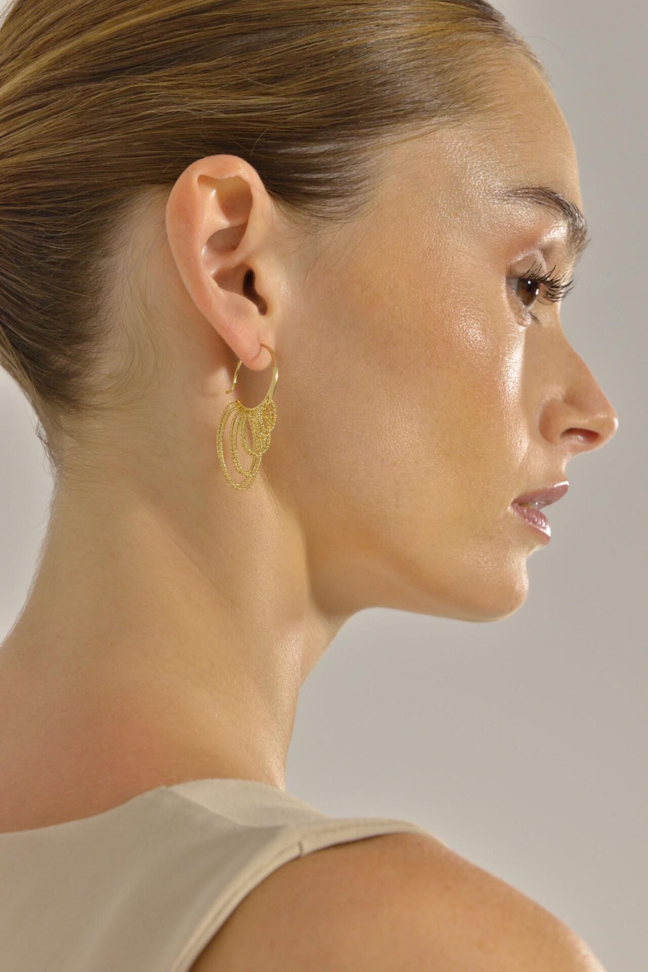 PENDIENTES PLATA CHAPADO DORADO ARO OVALOS SALVATORE - Imagen 2
