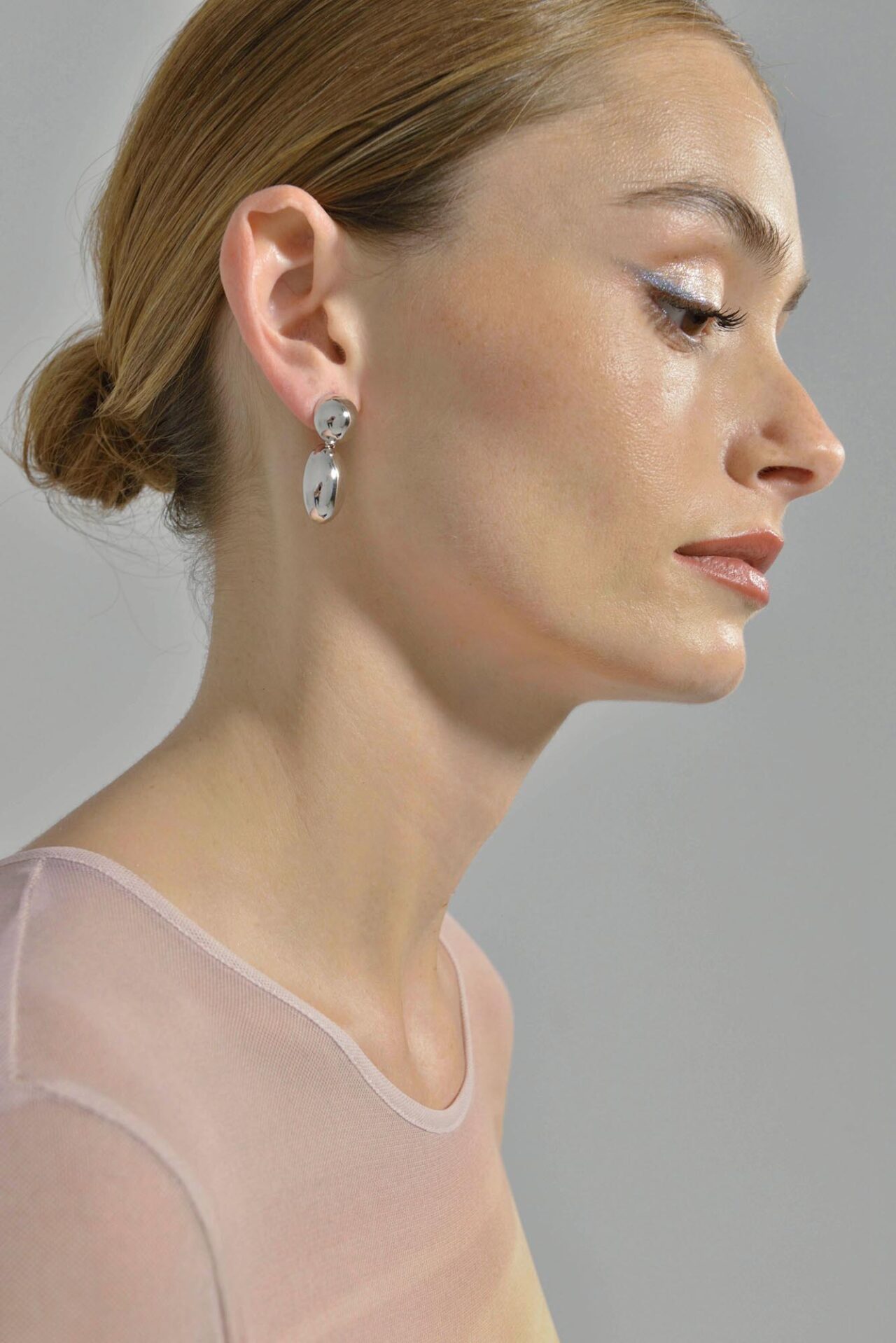 PENDIENTES  PLATA RODIO CIRCULO Y OVALO LISO SALVATORE - Imagen 2