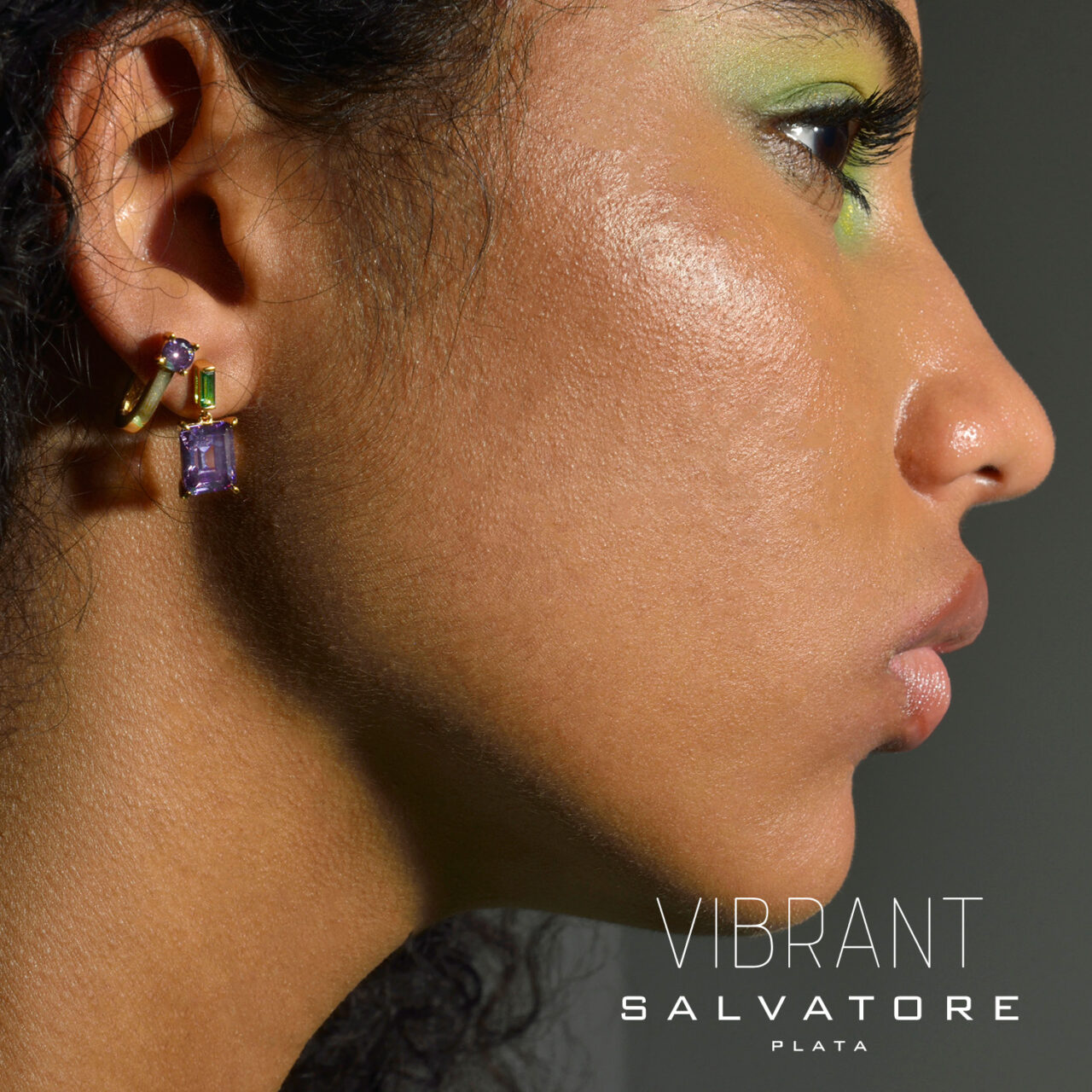 PENDIENTES PLATA CHAPADO DORADO CIRCONITA VERDE SALVATORE - Imagen 2