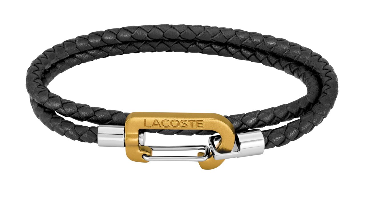 Pulsera Lacoste hombre cordón cuero mosquetón colores a elegir verde azul amarillo - Imagen 2