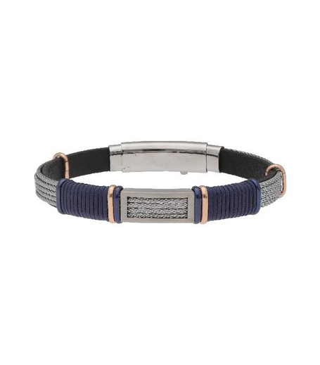 Pulsera acero y piel Liska