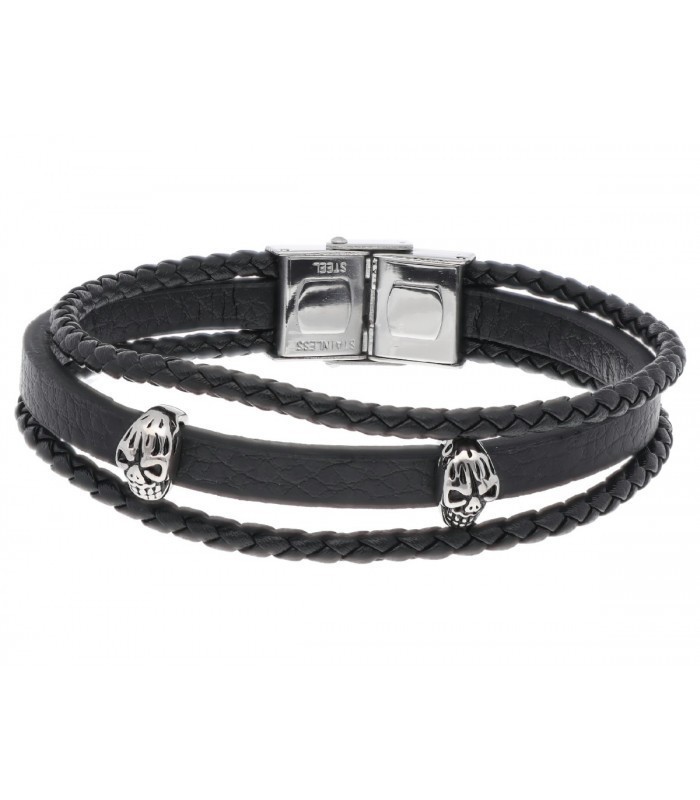 Pulsera acero y piel Liska