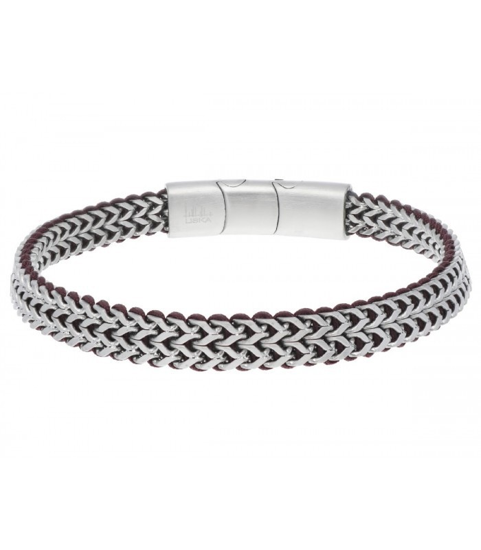 Pulsera acero con cuerda marrón o azul Liska