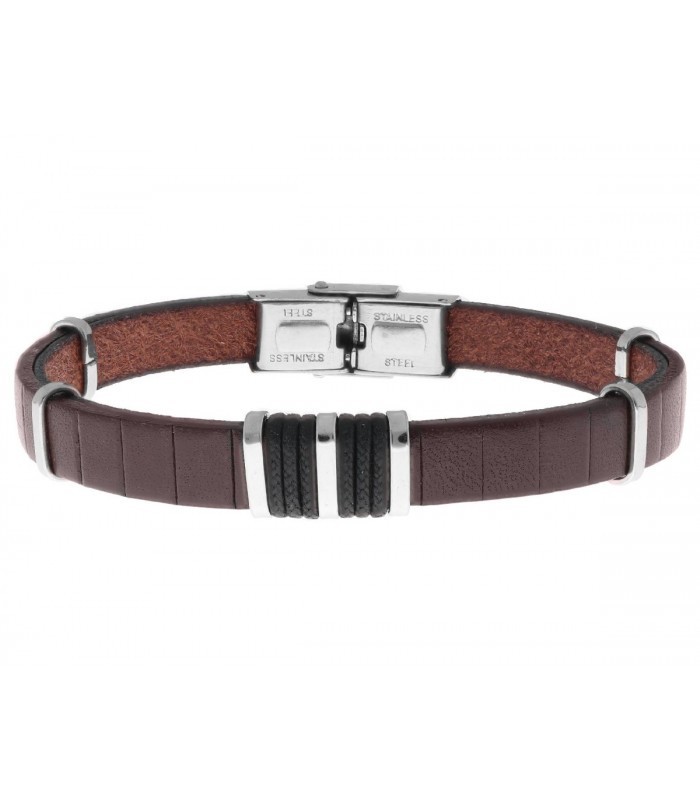 Pulsera acero y piel Liska