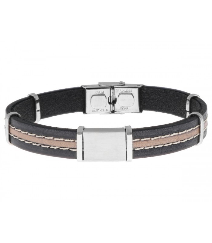 Pulsera acero y piel Liska