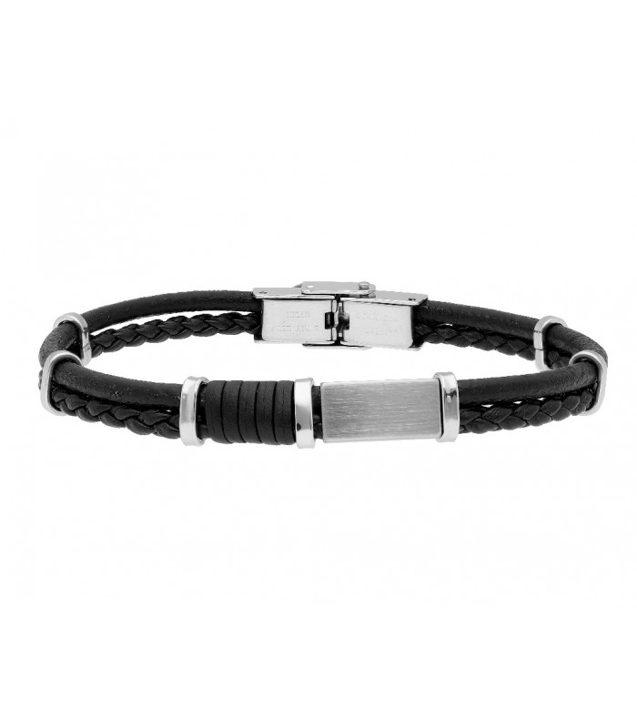 Pulsera acero y piel Liska