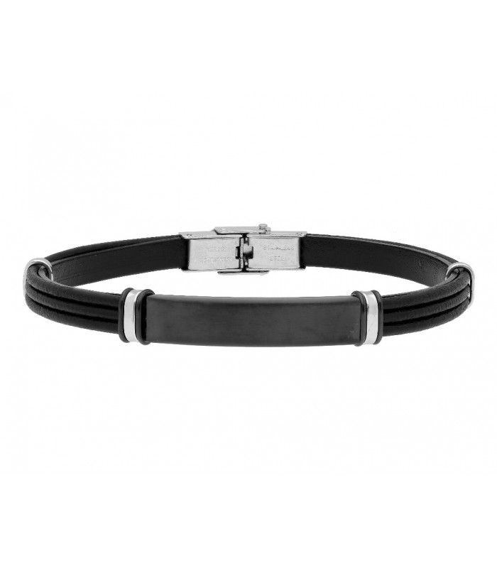 Pulsera acero y piel Liska